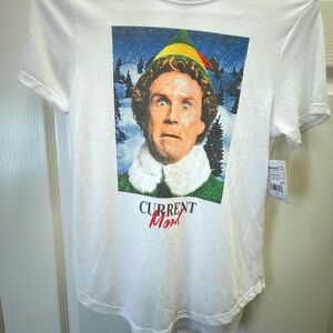 White Graphic T-Shirt with Elf Design